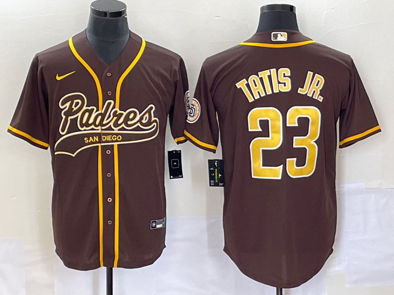 Men's San Diego Padres #23 Fernando Tatis Jr. Brown Cool Base Stitched Baseball Jersey